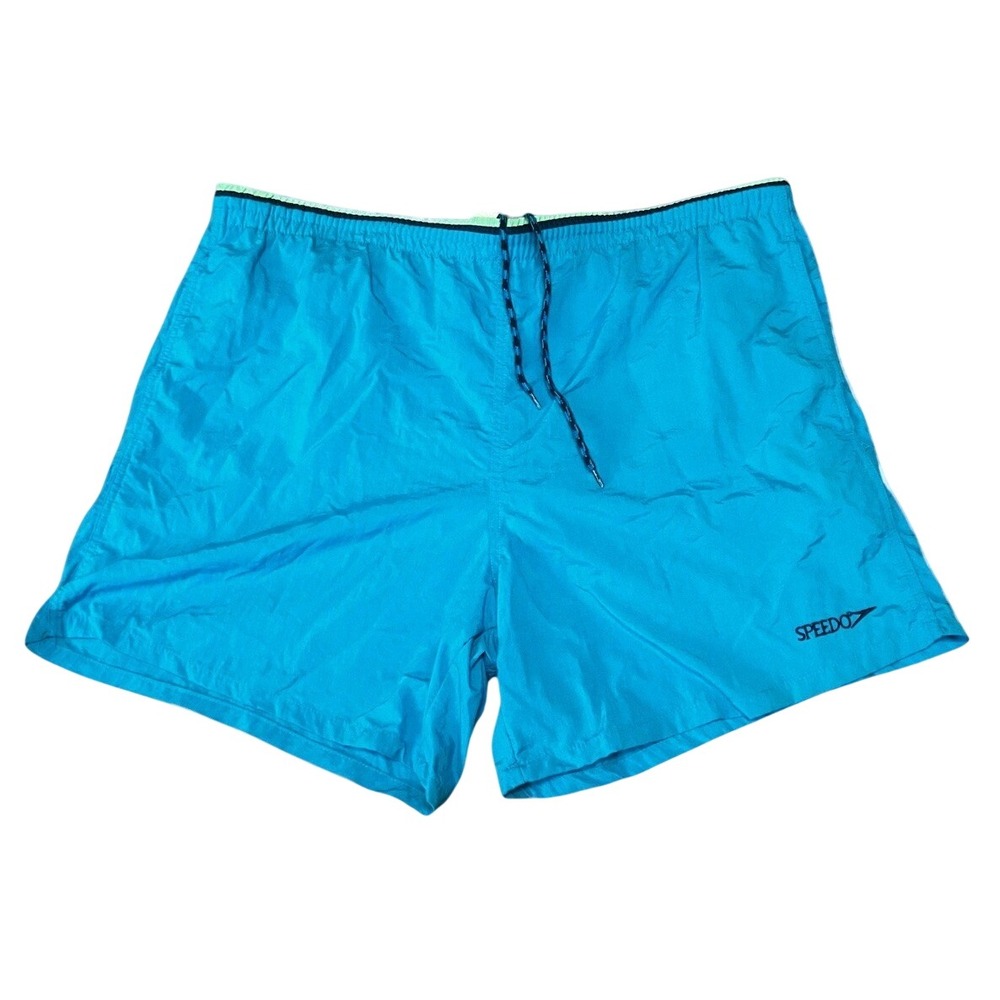 VTG Speedo Turquoise 5" Mesh-Lined Swim Trunks, Men's Size Large